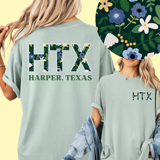 HTX Green Floral Adult T-Shirt