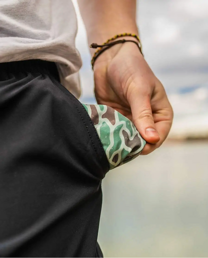 Everyday Shorts - Matte Black with Camo Pockets