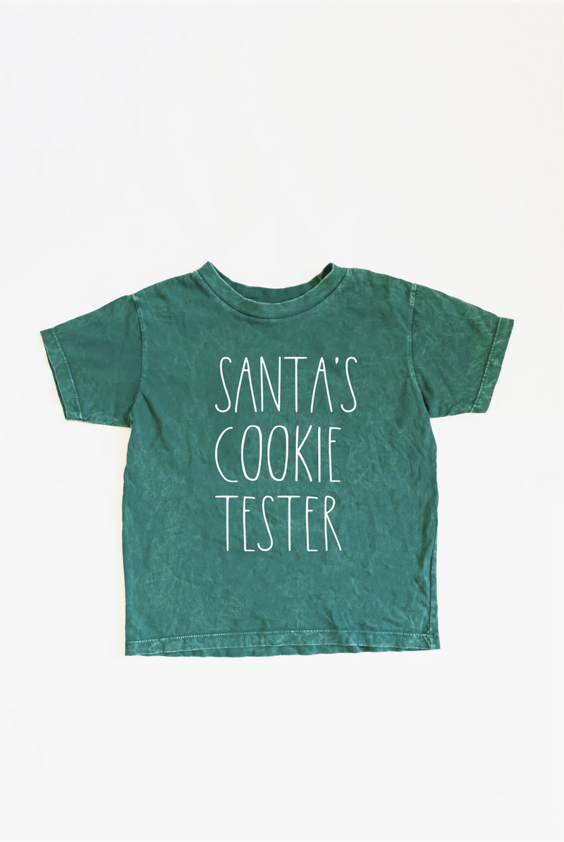 Santa's Cookie Tester Toddler Washed Graphic Top