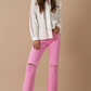 High Rise Slim Straight Relaxed Color Denim