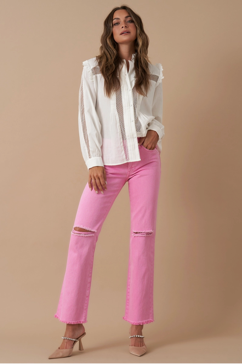 High Rise Slim Straight Relaxed Color Denim