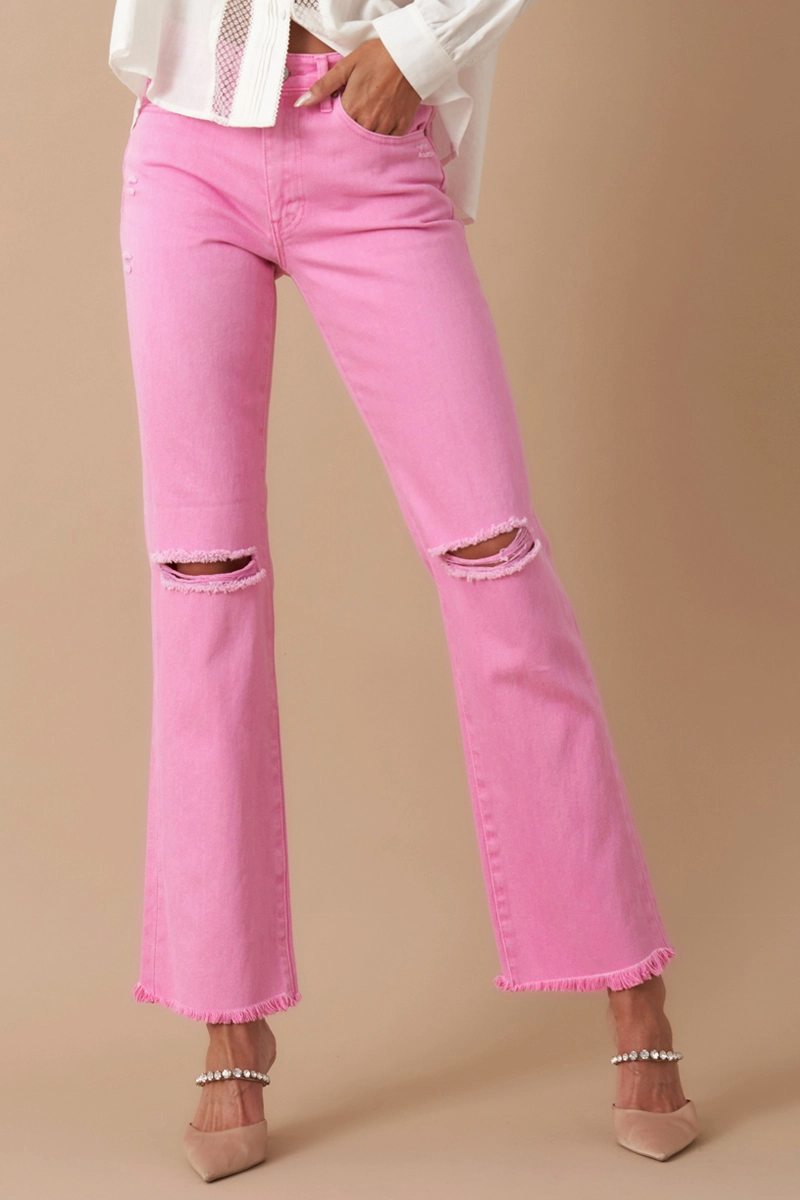 High Rise Slim Straight Relaxed Color Denim