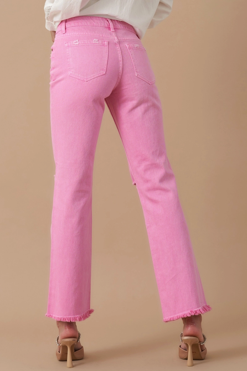 High Rise Slim Straight Relaxed Color Denim