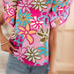 Multicolor Vibrant Floral Ruffle Sleeve Blouse