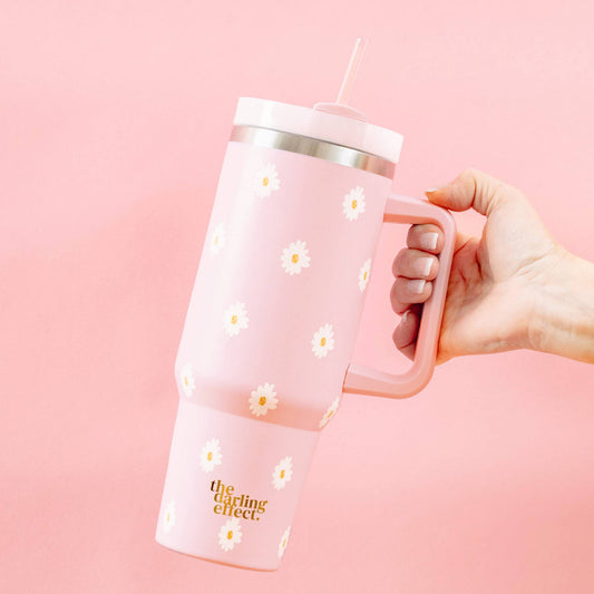 40oz Take Me Everywhere Tumbler - Dancing Daisy Pink