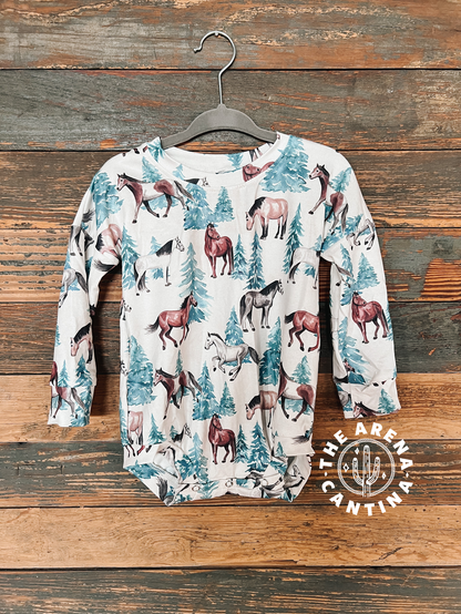 Horse & Pine Printed Onesie